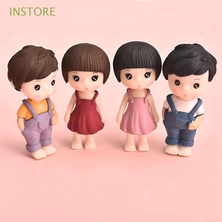 Instore ฟิกเกอร์ตุ๊กตา Boy Girl ขนาดเล็กสําหรับตกแต่งบ้านตุ๊กตา 1 คู่