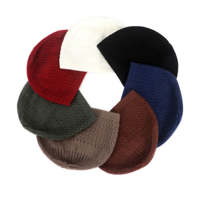Oke หมวกสวดมนต์ Topi Kufi สําหรับหัวสวมหมวกสวดมนต์อิสลามผู้ชายหลายสี Acryli