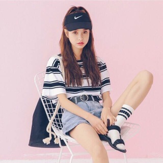 Stripe black&amp;white korean t-shirt Detail เสื้อยืดลายทางขาวดำ