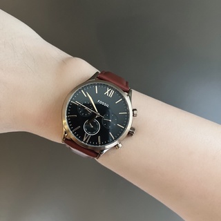 ⌚️นาฬิกาชาย FOSSIL Fenmore Midsize สายหนัง สีน้ำตาล ตัวเรือน สีทอง  BQ2404