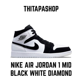 NIKE AIR JORDAN 1 MID BLACK WHITE DIAMOND