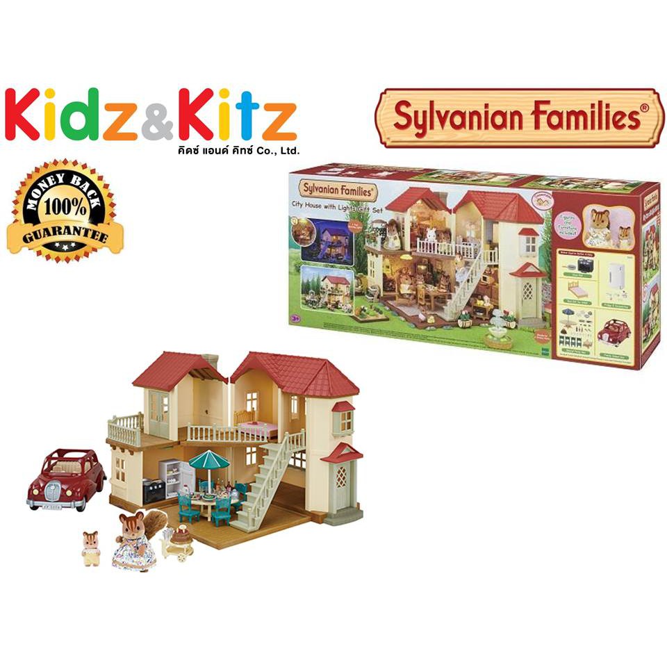 sylvanian families city house with lights gift set