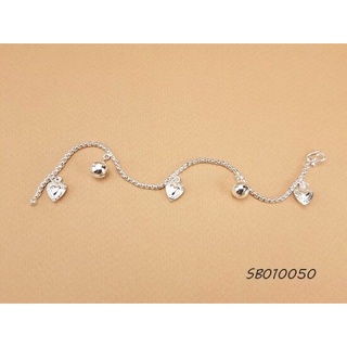 PW MICRON สร้อยข้อมือเต๋าตุ้งติ้งหัวใจสลับกระดิ่ง 2 สลึง SB010050 สินค้ามีคุณภาพ ไม่ดำ ไม่ลอก กำไลทอง กำไลเงิน ลายน่ารัก