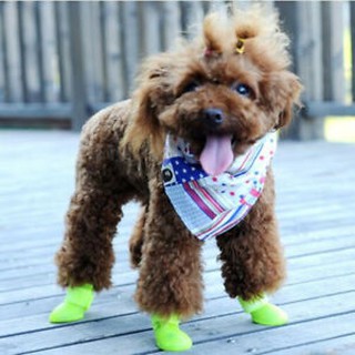 รองเท้าสุนัข รองเท้ากันน้ำสุนัข กันลื่น สำหรับน้องหมาหรือแมว / Pet Dog Shoes Waterproof 4Pcs/set