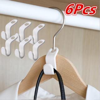 6Pcs Space-saving Closet Connection Thicken White S Shape Hook Clothes Holder/Multi-function Wardrobe Storage Antislip Portable Rack