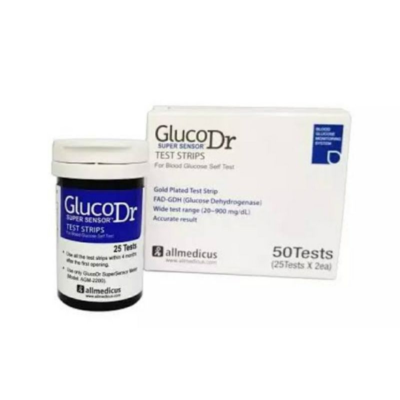 แผ่นตรวจวัดระดับน้ำตาลในเลือด 50 test ยี่ห้อกลูโคดอกเตอร์ ออโต้ Gluco dr.Auto