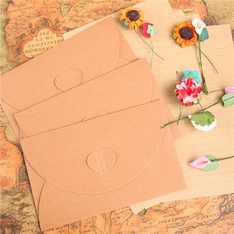 ซองจดหมายกระดาษคราฟท์ รูปหัวใจ แนวนอน สไตล์โรแมนติก เรโทร มี 10 ชิ้น - รูปที่ 6