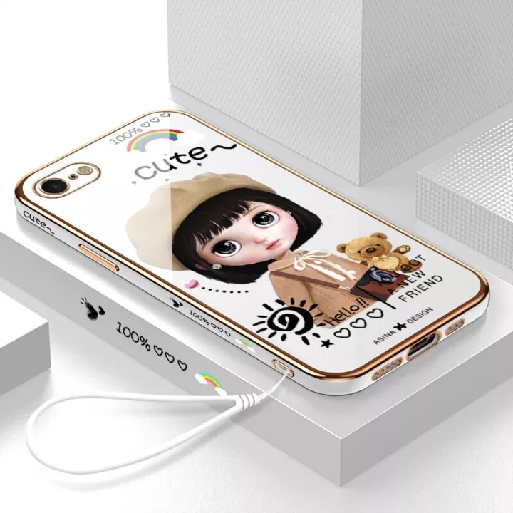 เคสโทรศัพท์มือถือ ซิลิโคน ขอบตรง ลายตัวอักษร Beret หรูหรา สําหรับ iPhone 6 6s 7 8 6 plus 6 splus se2020 se2022