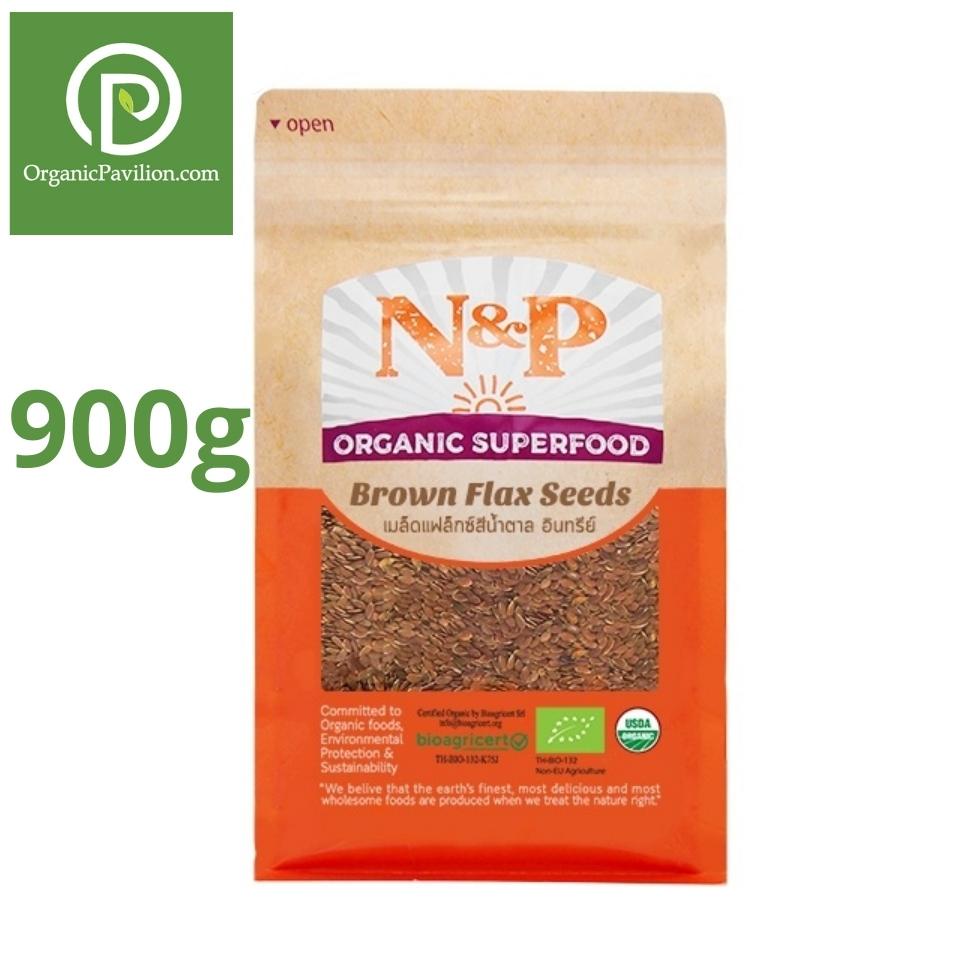 Natural & Premium N&P Organic เมล็ดแฟล็กซ์สีน้ำตาล Brown Flax Seeds (900g)