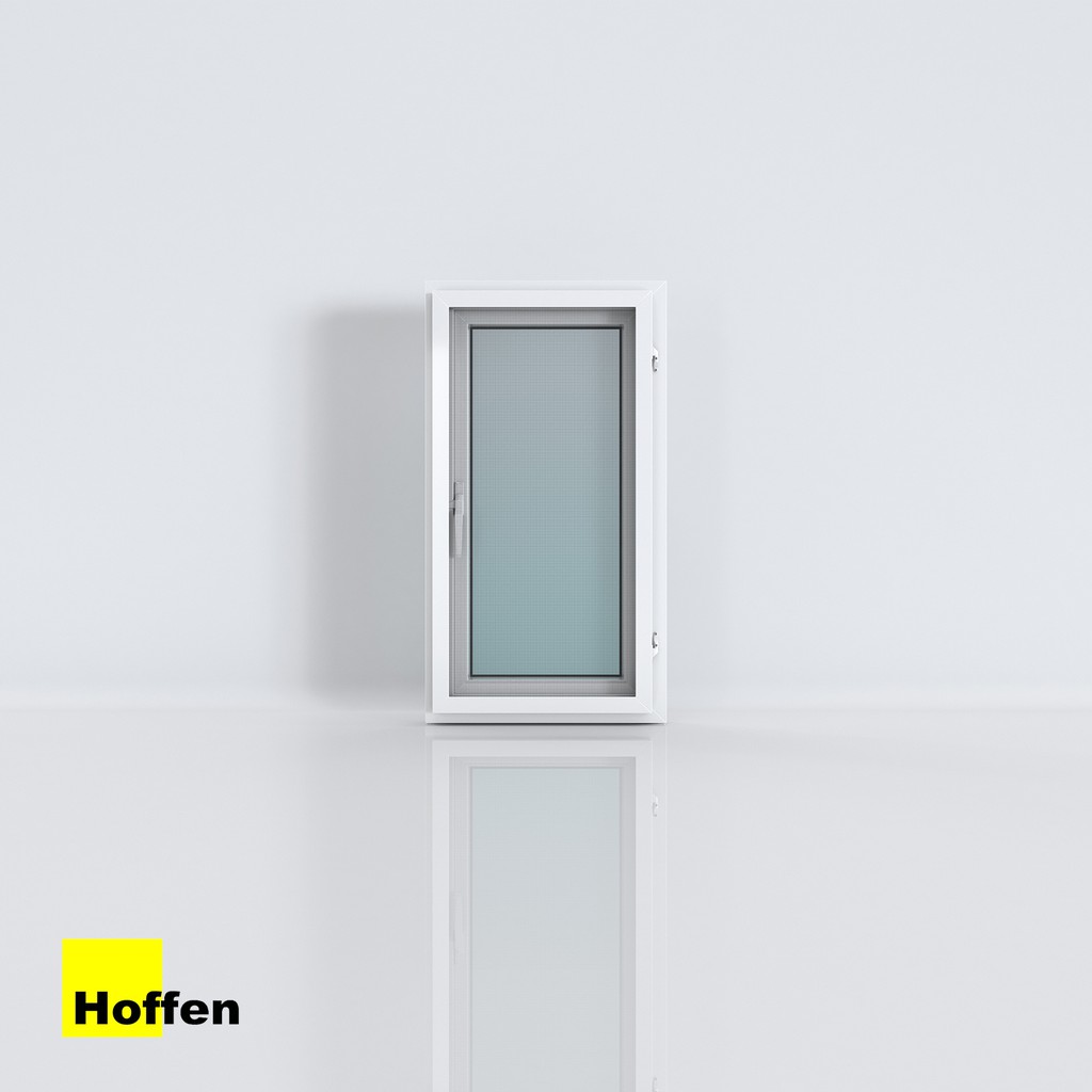 HOFFEN หน้าต่างบานเปิด หน้าต่างกระจก uPVC 60X110 ซม. รุ่น PRO พร้อมมุ้ง