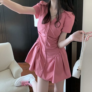 🔥Hot Sale / Spice Girls Pink Dress Women 2022 New Waist Pure Desire Style Small Sweet and Spicy Short Skirt