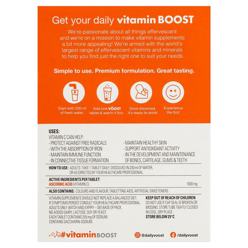 วิตามิน ซี เม็ดฟู่ ละลายน้ำดื่มอร่อย Voost Vitamin C Effervescent 60 Pack
