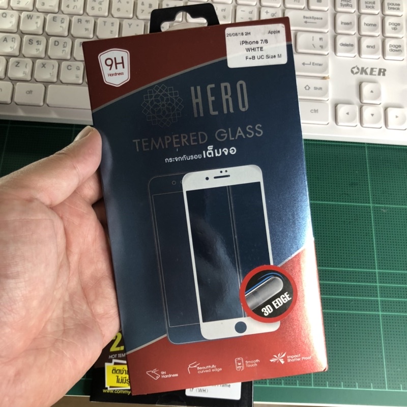 ฟิล์มกระจกสำหรับ iPhone7/8 กันรอย HERO 9H เต็มจอ 🔥 แถมกระจก Commy อีกแผ่น