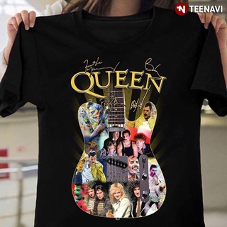 เสื้อยืด พิมพ์ลาย Queen Rock Band signatures guitar สวมใส่สบาย สําหรับผู้ชาย