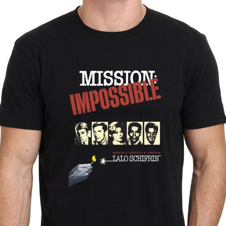 Mission Impossible เสื้อยืดผ้าชีฟองสีดําสไตล์วินเทจสีดํา