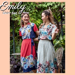 THONGYOY-Emily Skirt set ชุดเซ็ตเสื้อเชิ้ต+กระโปรง เซ็ตเเยกชิ้น กระโปรงทรงป้าย ชุดทำงาน ชุดลายดอก ชุดใส่เที่ยวสวยๆ