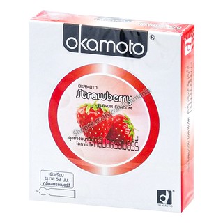 ถุงยางอนามัย Okamoto Strawberry โอกาโมโต สตรอเบอร์รี่ 1 กล่อง (2 ชิ้น)