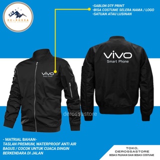 เสื้อแจ็กเก็ตบอมเบอร์ ใส่โทรศัพท์มือถือได้ ลายโลโก้ สําหรับ Vivo