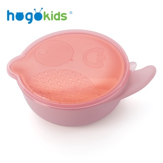 Hogokids จาน ชามอาหารเสริมเด็ก 2 ชั้น ชามข้าวเด็กชามก้นดูดชามข้าวทารกถ้วยอาหารเด็กจานข้าวเด็กจานซิลิโคนพร้อมฝาปิดและช้อน