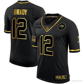 เสื้อกีฬาแขนสั้น ลายทีมชาติฟุตบอล Brady Pay YT3 Tampa Bay Buccaneers NFL TY3 สีดํา สีทอง พลัสไซซ์