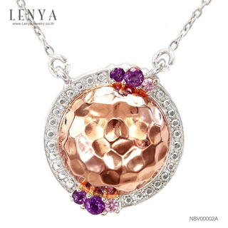 Lenya Jewelry สร้อยคอเงินแท้ 925 ผสานเทคนิคการชุบ 2 ชนิด Pink Gold และ Rhodiumประดับด้วย Amethyst และ Pink Sapphire