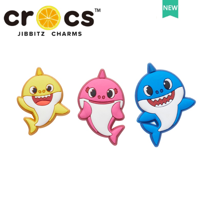 Crocs jibbitz charms BABY SHARK ตัวติดรองเท้า ลายการ์ตูนดอกไม้ เครื่องประดับตกแต่งด้านบน DIY