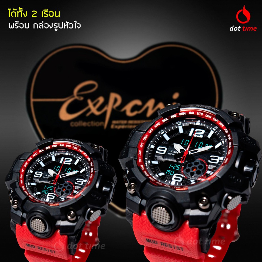 นาฬิกาคู่ นาฬิกา แฟชั่น สปอร์ต เท่ EXPONI EP02XBLR SPORT CHRONOMETER WATCH นาฬิกาข้อมือ ผู้ชาย ผู้หญิง