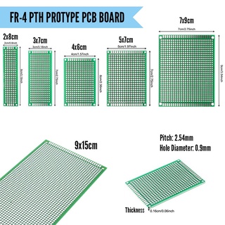 พีซีบี บอร์ด ไข่ปลา แบบ 2 หน้า FR4 PTH (Plated Through Hole Prototype PCB)  ระยะ pitch 2.54mm DIY FR-4 pcb