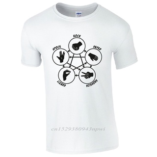 ใหม่ เสื้อยืดแขนสั้น ผ้าฝ้าย พิมพ์ลาย camisa masculina Rock Scissors Lizard Spock สําหรับผู้ชาย และผู้หญิง