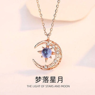 Star Moon สร้อยคอหญิงอินเทรนด์ S925 Sterling Silver niche Design สร้อยคอสร้อยคอสร้อยคอสร้อยคอจี้ Light Luxury ของขวัญวัน