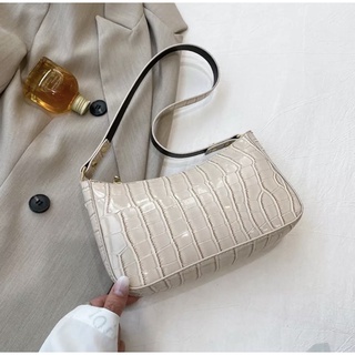 Shiny Baguette Bag - Beige