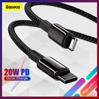 💜ถูกจริง/ส่งไว📦Baseus สายชาร์จสำหรับไอโฟน สายถัก PD 20W USB-C