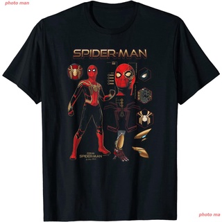 สไปเดอร์แมน เสื้อยืดแฟชั่น Spider-Manเสื้อยืด Marvel Spider-Man No Way Home Spidey Schematic T-Shirt ผู้ชาย