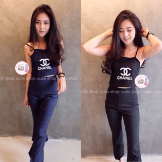 สายเดี่ยวchanel +กางเกงขาม้า