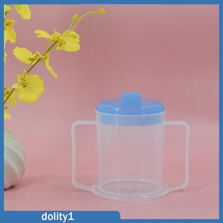 [dolity1] แก้วน้ําพลาสติก 2 หู พร้อมฝาปิด 2 สไตล์ กันกระเด็น สําหรับผู้ใหญ่ ผู้สูงอายุ