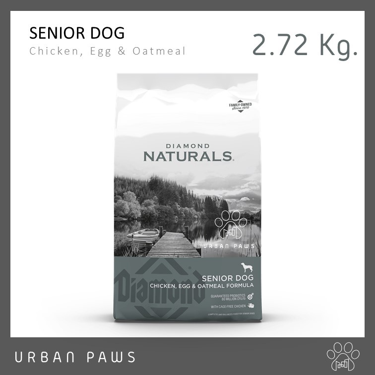 อาหารสุนัข Diamond Naturals - Senior Dog สูตรไก่ ไข่ และข้าวโอ๊ต สำหรับสุนัขอายุ 8 ปีขึ้นไป ขนาด 2.72 Kg.
