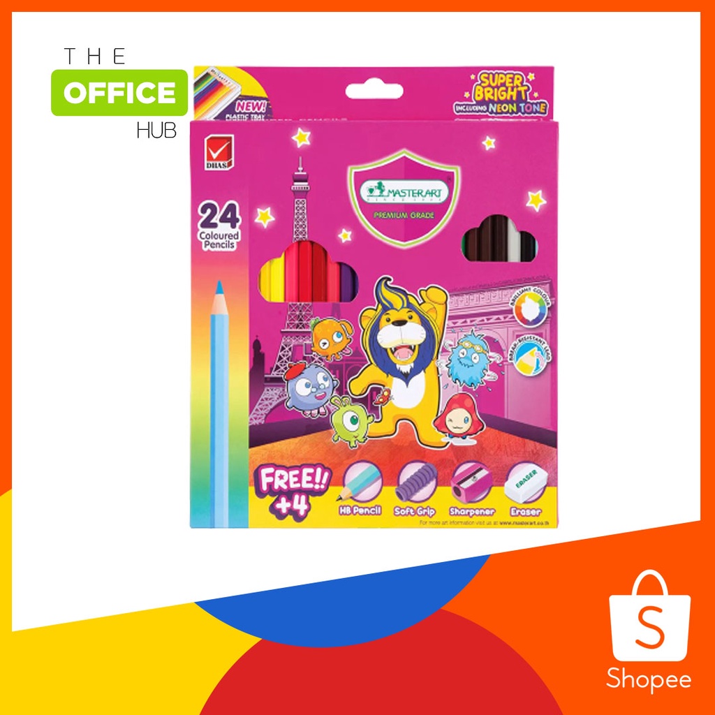 มาสเตอร์อาร์ต สีไม้มาสเตอร์อาร์ต 24 สี (ด้ามยาว) ซุปเปอร์ไปรท์ จำนวน 1 กล่อง