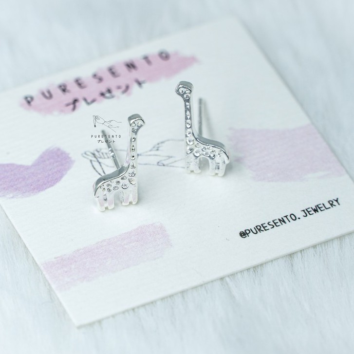 ต่างหูเงินแท้92.5% พร้อมส่ง🦒ลายยีราฟ🦒ต่างหูเงินแท้92.5%