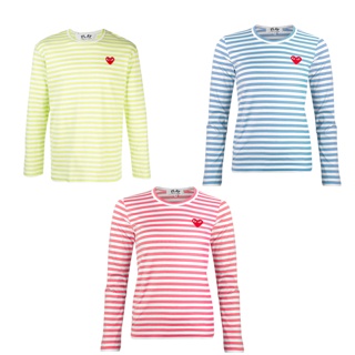 พร้อมส่ง Stripe pastel  Play Comme des garçons รุ่นใหม่ 2020: เสื้อกอม ยืดแขนยาวลายขวาง สีพาสเทล ของแท้จากช็อปญี่ปุ่น