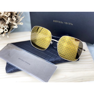 BOTTEGA VENETA BV0202S 003 58-18-140 แว่นกันแดดแบรนด์เนม กรอบสีทอง เลนส์ลายสานแท้ปรอททอง