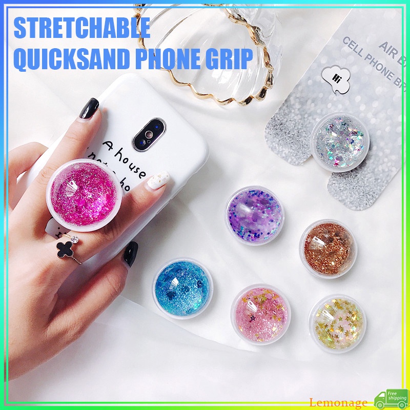 ซื้อ 5 แถม 1 ฟรี3D Quicksand Phone Ring Holder Phone Grip Griptok Liquid Glitter Holder Stand Bracket