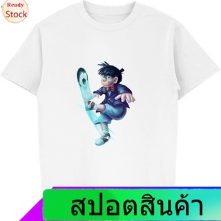 Illicit นักสืบโคนันเสื้อยืดยอดนิยม 【Available】เสื้อยืดลําลองแฟชั่นสําหรับผู้ชายแขนสั้นสีขาวพิมพ์ลาย Detective Conan Dete