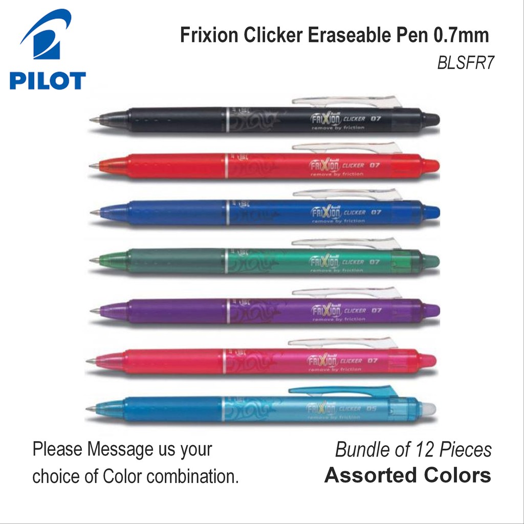 Pilot Frixion Clicker ปากกาลบได้ 0.7 มม. BLSFR7 (12 ชิ้น Bundle)