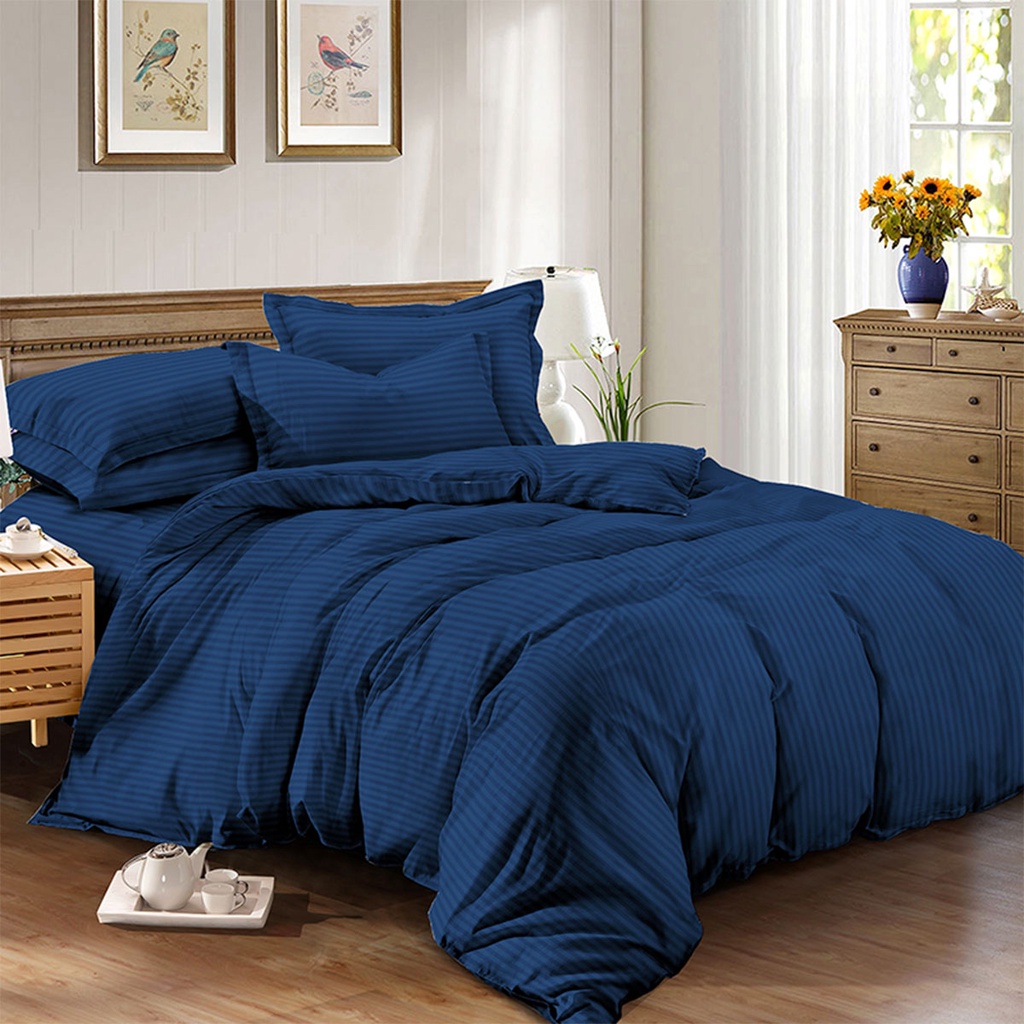 Chaixing Home ผ้าปูที่นอน ผ้าไมโครเทค KASSA HOME รุ่น EMBOSS ขนาด 5 ฟุต (ชุด 5 ชิ้น) สีน้ำเงิน