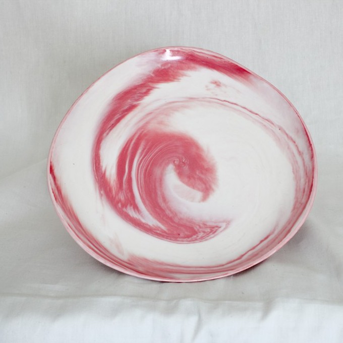 จานอาหารสีชมพู(ลายหินอ่อน)/จานข้าว/จานขนม/จานผลไม้
Ceramic Pink Plate (Pink Marble pattern)