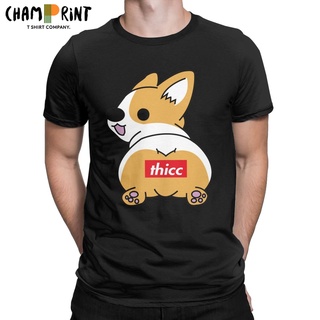 เสื้อยืดแขนสั้น คอกลม ผ้าฝ้าย 100% พิมพ์ลายก้นสุนัข Thicc Corgi แฟชั่นสําหรับผู้ชาย ไซซ์ 4XL 5XL 6XLS-5XL