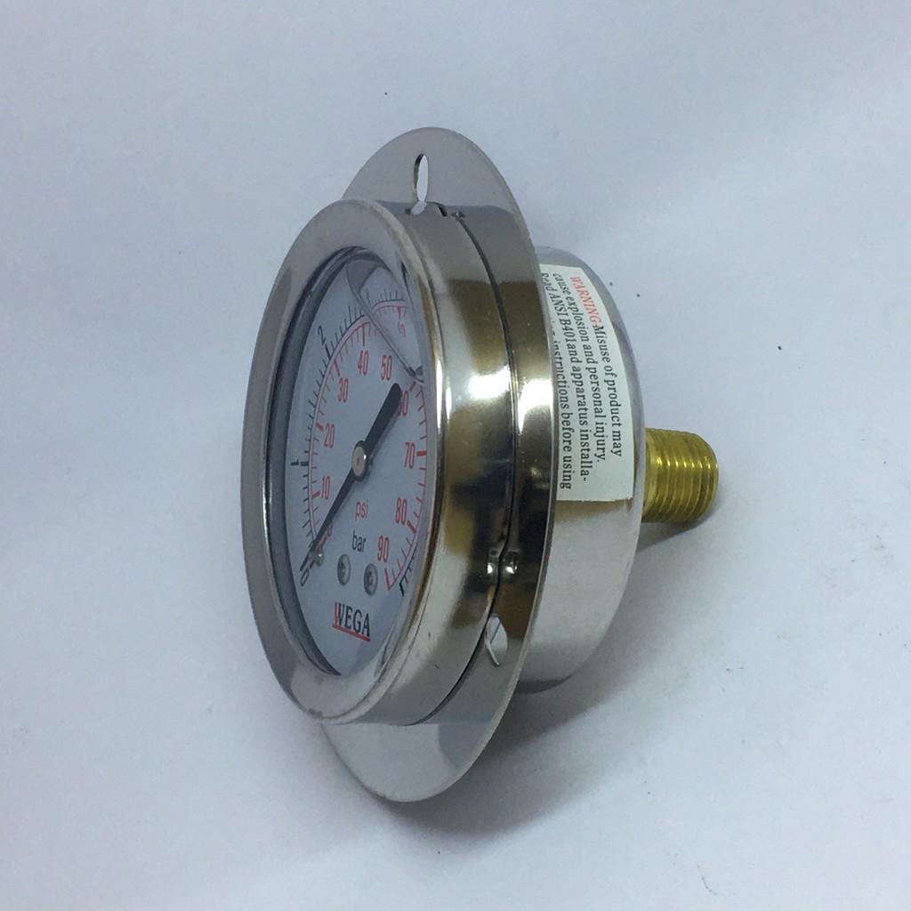 เกจสแตนเลส 2.5" เกลียวหลัง WEGA pressure gauge แสตนเลส ขนาด 2.5 นิ้ว มีปีกยึด เกลียวทองเหลือง 1/4" อ