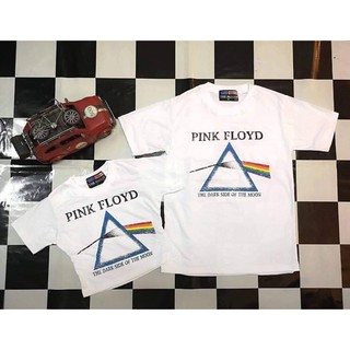 ♟❒❦เสื้อคู่เสื้อขาว ลาย PINKFLOYD เสื้อครอปสั้นยืดคู่วินเทจ 90 s ทรงเข้ารูป🌈