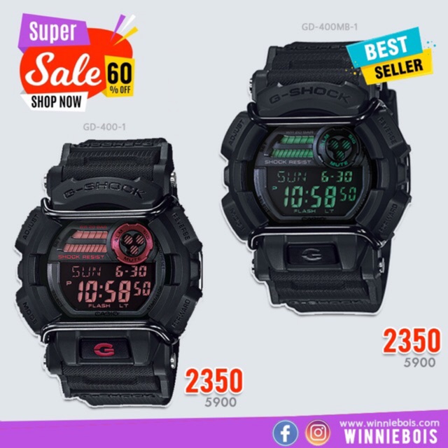 ลดเยอะมาก G-Shock GD-400MB-1 GD-400-1 ของแท้ รับประกัน 1ปี