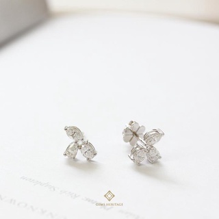 Gems Heritage  ต่างหูเพชร เม็ดเดี่ยวทรง Fancy shape(erwg194) เพชรแท้น้ำ 98 VVS2-VS1 เรือน 18K ทองคำขาว พร้อมใบรับประกั